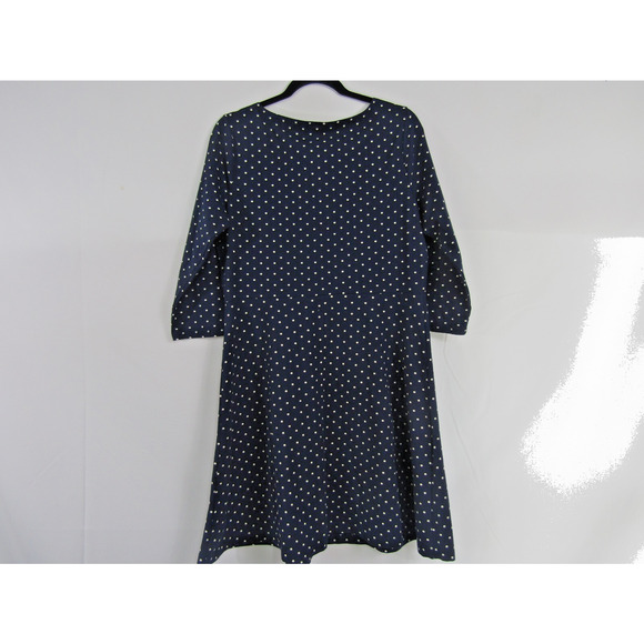 Old Navy Polka Dot Dress Knit sz L Fit Flare Skater Boho Nautical Y2K Mini - Picture 1 of 6